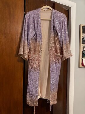 Skies Are Blue Lavender and Gold Sequin Duster